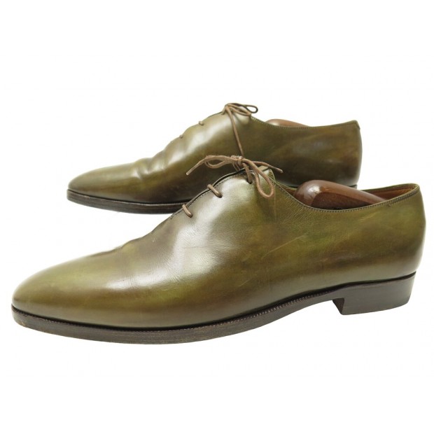 CHAUSSURES BERLUTI OLGA ONE CUT RICHELIEU 9 43 EN CUIR PATINE KAKI SHOES 2080€