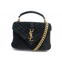 SAC A MAIN SAINT LAURENT COLLEGE MEDIUM CHAIN BAG 600279 DAIM NOIR HANDBAG 1990€