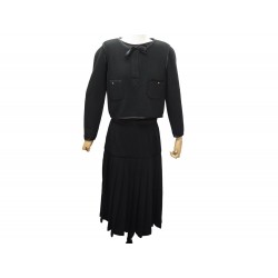 VINTAGE ROBE CHANEL LONGUE 2 EN 1 TAILLE L 44 TOP NOIRE BLACK DRESS LONG 5500€