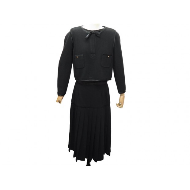 VINTAGE ROBE CHANEL LONGUE 2 EN 1 TAILLE L 44 TOP NOIRE BLACK DRESS LONG 5500€