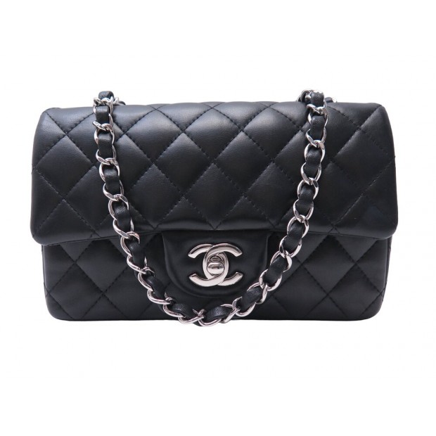 RARE SAC A MAIN CHANEL MINI RABAT A69900 CLASSIQUE TIMELESS NOIR BANDOULIERE BAG