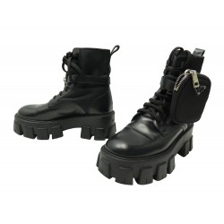 CHAUSSURES BOTTINES PRADA MONOLITH 1T255M 35 CUIR ET RE-NYLON BOOTS SHOES 1350€