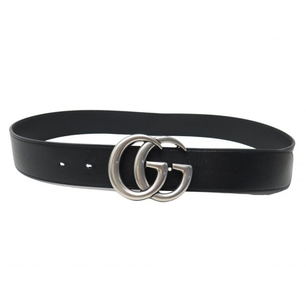 CEINTURE GUCCI BOUCLE LOGO GG MARMONT EN CUIR NOIR 397660 T85 LEATHER BELT 350€