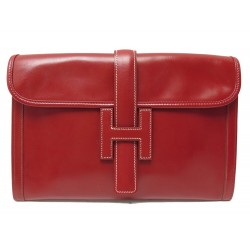 VINTAGE SAC A MAIN HERMES JIGE ELAN 29 PM POCHETTE CUIR BOX ROUGE CLUTCH 3200€