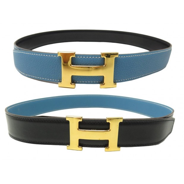 CEINTURE HERMES BOUCLE H DORE LIEN CUIR REVERSIBLE 32MM T72 TOGO & BOX BELT 755€