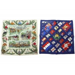 NEUF LOT 2 FOULARDS HERMES CHANTILLY + PAVOIS GAVROCHE CARRE SOIE SCARVES 450€