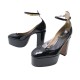 CHAUSSURES VALENTINO A PLATEFORME TAN-GO 39 ESCARPINS CUIR NOIR SHOES PUMPS 980€