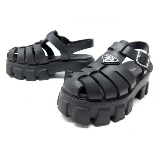 CHAUSSURES PRADA SANDALES MONOLITH EN GOMME NOIRE 35 2X3083 SANDALS SHOES 690€