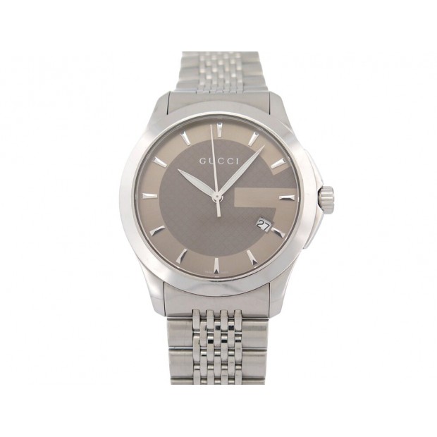 MONTRE GUCCI G-TIMELESS 126.4 38 MM QUARTZ EN ACIER PALLADIE STEEL WATCH 950€