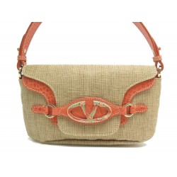 NEUF SAC A MAIN VALENTINO LOCO VLOGO EN RAFIA & CUIR FACON CROCODILE BAG 1150€