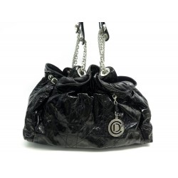 SAC A MAIN CHRISTIAN DIOR LE TRENTE MM CUIR CANNAGE VERNIS NOIR HANDBAG 2415€