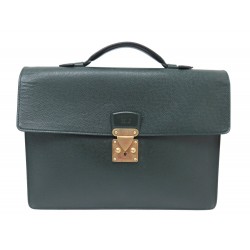 VINTAGE CARTABLE LOUIS VUITTON KOURAD EN CUIR TAIGA VERT LEATHER BRIEFCASE 3500€