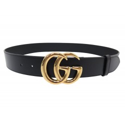 NEUF CEINTURE GUCCI BOUCLE LOGO GG MARMONT 406831 CUIR NOIR 85 LEATHER BELT 450€