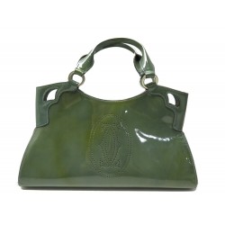 SAC A MAIN CARTIER MARCELLO PM CUIR VERNIS VERT GREEN LEATHER HAND BAG 1950€