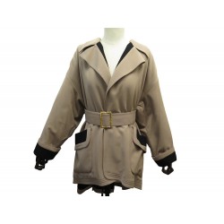 VINTAGE MANTEAU CHANEL AVEC CEINTURE M 38 EN LAINE TAUPE WOOL COAT JACKET 5500€