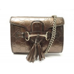 SAC A MAIN GUCCI EMILY MINI CUIR GUCCISSIMA 369622 BANDOULIERE HAND BAG 1540€