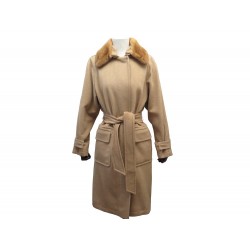 NEUF MANTEAU MAX MARA COL FOURRURE 10160679 M 38 POILS DE CHAMEAU NEW COAT 1900€