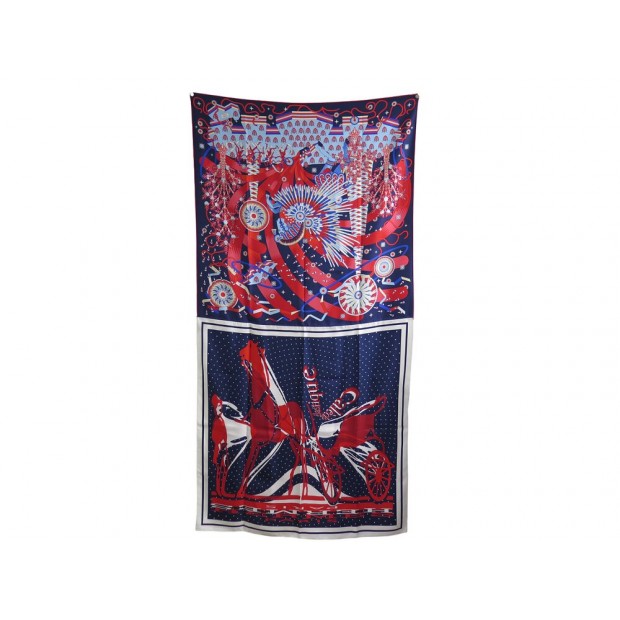 NEUF FOULARD HERMES DOUBLE CALECHE ELASTIQUE & LA SOURCE DE PEGASE SCARF 990€