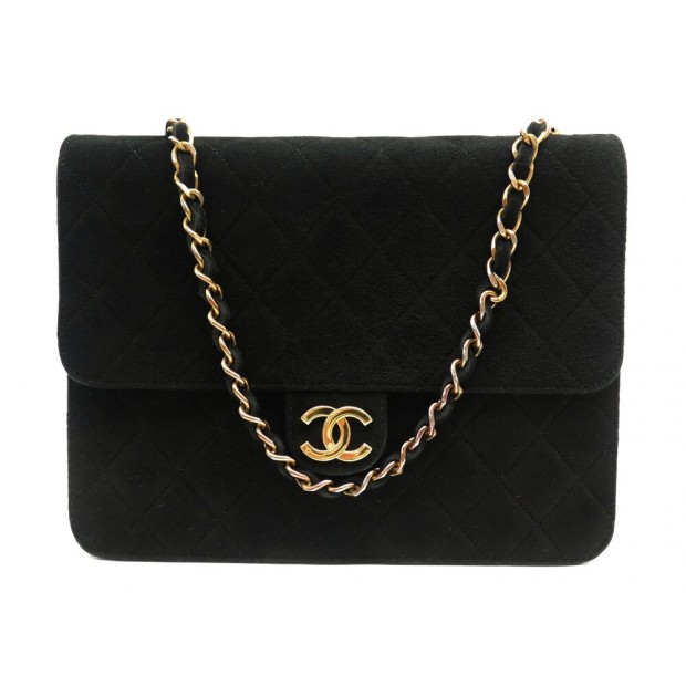 VINTAGE SAC A MAIN CHANEL TIMELESS SQUARE SIMPLE RABAT DAIM NOIR HAND BAG 5600€