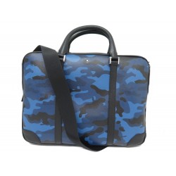 NEUF SACOCHE MONTBLANC PORTE DOCUMENTS EN CUIR CAMOUFLAGE BLEU BRIEFCASE 1010€