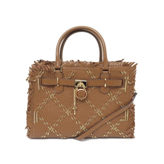 NEUF SAC A MAIN MICHAEL KORS GRAND HAMILTON 35S2GHMS2L CUIR TRESSE HAND BAG 495€