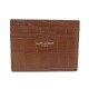 NEUF PORTE CARTES SAINT LAURENT 375946 CUIR FACON CROCO MARRON CARD HOLDER 275€