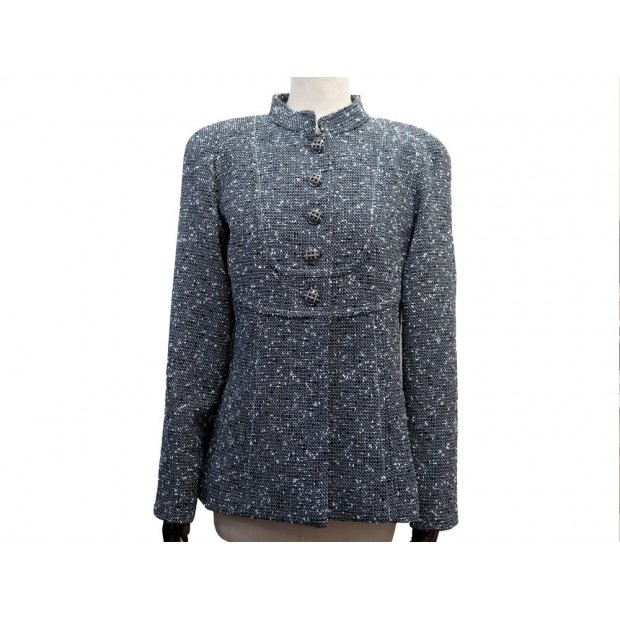 NEUF VESTE CHANEL P60793V46271 40 M EN TWEED DE LAINE GRIS WOOL NEW JACKET 8000€