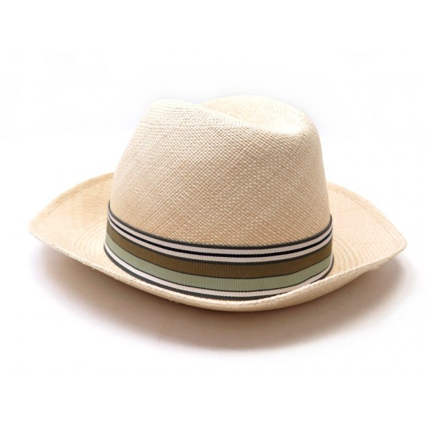 NEUF CHAPEAU LORO PIANA THE SUITCASE STRIPE INGRID FAI5791 S 56 PAILLE HAT 590€