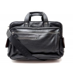 SAC SACOCHE LONGCHAMP PORTE DOCUMENT BANDOULIERE PC 17 POUCES L CUIR NOIR 640€