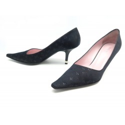 CHAUSSURES LOUIS VUITTON IDYLLE MONOGRAM MINI LIN 38.5 ESCARPINS NOIR SHOES 920€