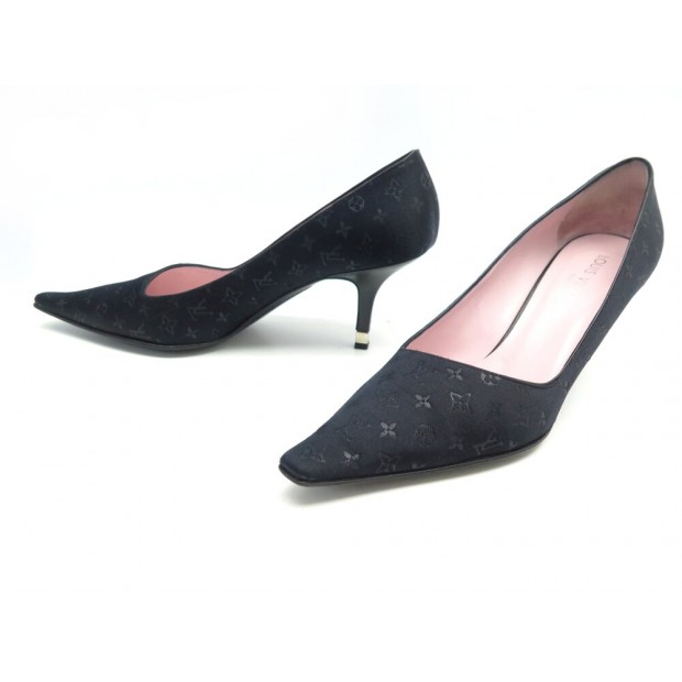 CHAUSSURES LOUIS VUITTON IDYLLE MONOGRAM MINI LIN 38.5 ESCARPINS NOIR SHOES 920€