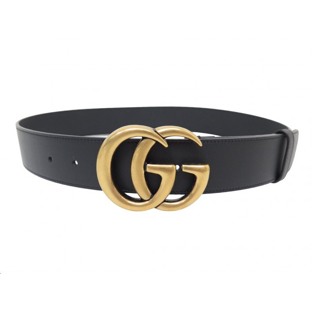 NEUF CEINTURE GUCCI BOUCLE LOGO GG MARMONT 397660 CUIR NOIR 80 LEATHER BELT 450€