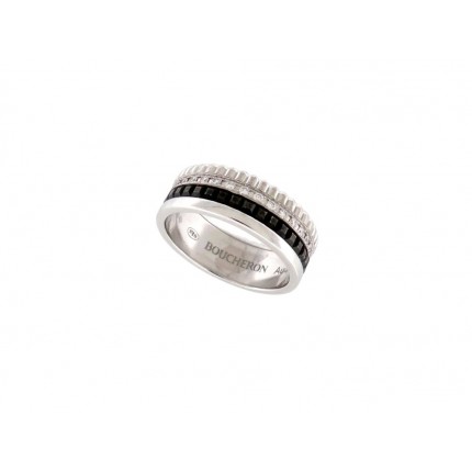 BAGUE BOUCHERON QUATRE BLACK EDITION SMALL T51 OR BLANC 18K DIAMANTS RING 8100€