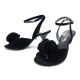 CHAUSSURES CHANEL SANDALES A BRIDES & TALONS 38 VELOURS NOIR +BOITE SHOES 1390€