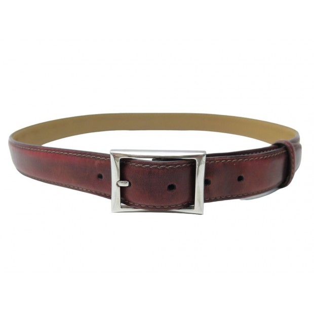 CEINTURE BERLUTI CLASSIC 30MM CUIR PATINE BORDEAUX 90 BURGUNDY LEATHER BELT 580€