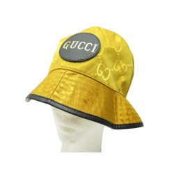 NEUF CHAPEAU GUCCI BOB OFF THE GRID TOILE JACQUARD GG JAUNE 627115 SUN HAT 470€