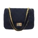 VINTAGE SAC A MAIN CHANEL 2.55 MATELASSE JERSEY BLEU CIRCA 1970 BANDOULIERE BAG