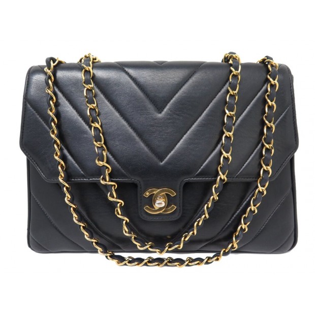 VINTAGE SAC A MAIN CHANEL FERMOIR TIMELESS CUIR CHEVRON BANDOULIERE BAG 10900€