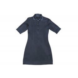 NEUF ROBE LOUIS VUITTON POLO BOUTONS STRASS S 36 COTON BLEU COTTON DRESS 1450€