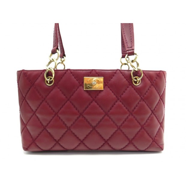 SAC A MAIN CHANEL CABAS LOGO CC EN CUIR MATELASSE BORDEAUX QUILTED PURSE 6400€