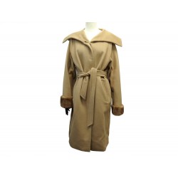 NEUF MANTEAU MAX MARA LONG 10160579 M 38 LAINE CHAMEAU FOURRURE VISON COAT 2500€