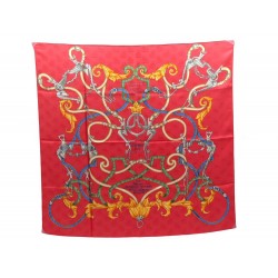 NEUF FOULARD HERMES L INSTRUCTION DU ROY CARRE EN SOIE JACQUARD ROUGE SCARF 350€