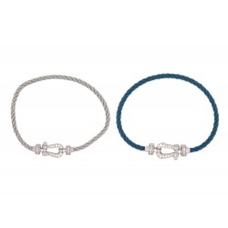 BRACELET FRED FORCE 10 MOYEN 0B0077 34 DIAMANTS EN OR BLANC 18K 2 CABLES 4570€