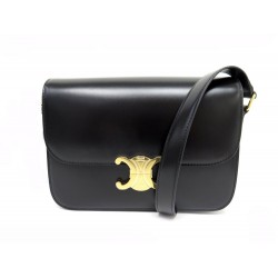 NEUF SAC A MAIN CELINE TRIOMPHE 187363 CUIR NOIR BANDOULIERE BLACK PURSE 3500€