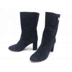 NEUF CHAUSSURES BOTTINES DIOR CHARMS NUBUCK MD0316 37 EN DAIM BLEU + BOITE 1490€