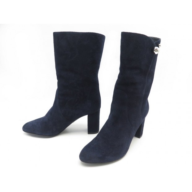 NEUF CHAUSSURES BOTTINES DIOR CHARMS NUBUCK MD0316 37 EN DAIM BLEU + BOITE 1490€