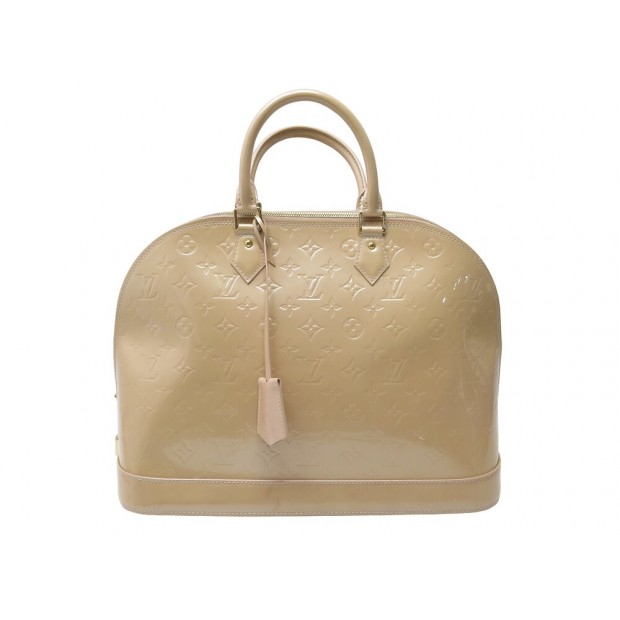 SAC A MAIN LOUIS VUITTON ALMA GM CUIR MONOGRAM VERNIS BEIGE PURSE HAND BAG 2900€