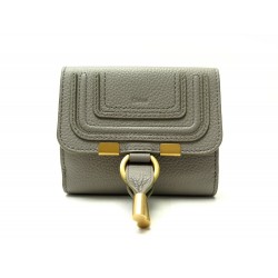 NEUF PORTEFEUILLE CHLOE MARCIE EN CUIR GRAINE CASHMERE GREY + BOITE WALLET 450€