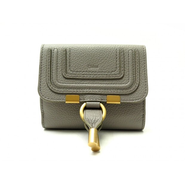 NEUF PORTEFEUILLE CHLOE MARCIE EN CUIR GRAINE CASHMERE GREY + BOITE WALLET 450€