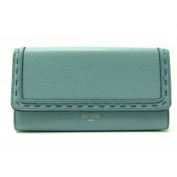 NEUF PORTEFEUILLE LANCEL 1ER FLIRT SLIM A10525 EN CUIR GRAINE BLEU WALLET 210€